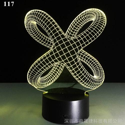【2019外贸新款3d灯七彩遥控触控led夜灯创意产品礼品小夜灯抽象环】